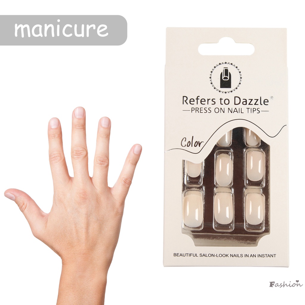 Bộ Móng Tay Giả Màu Sắc Trơn Không Phai Kèm Miếng Dán Tiện Dụng