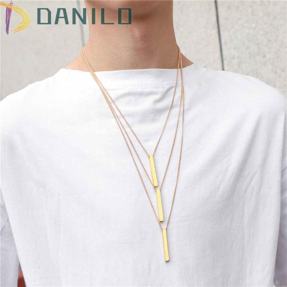 Vòng cổ Mặt Chữ Nhật DANILO|Vòng cổ Inox Màu Đen Phong Cách Hip hop Cá Tính