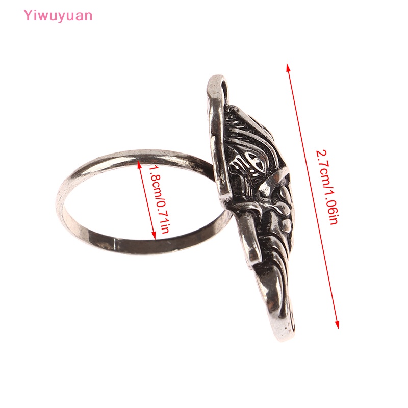 &lt; Yiwuyuan &gt; Nhẫn Hở Mạ Bạc Khắc Hình Đầu Hươu Phong Cách Boho Cổ Điển Có Thể Điều Chỉnh Kích Cỡ Cho Nữ