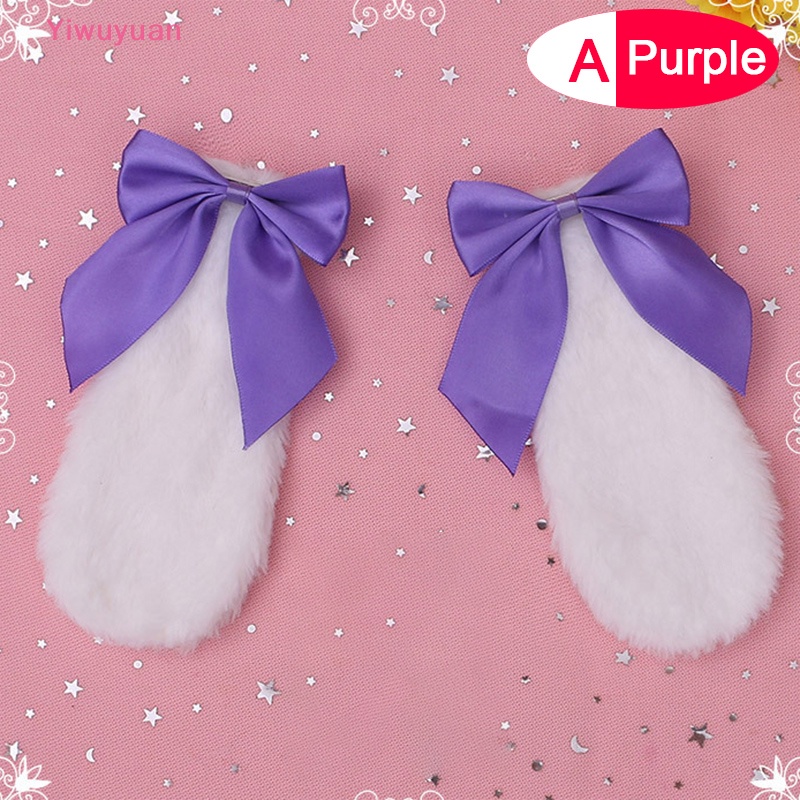 &lt; Yiwuyuan &gt; Kẹp Tóc Nơ Tai Thỏ Bông Dễ Thương Hóa Trang Lolita Mới