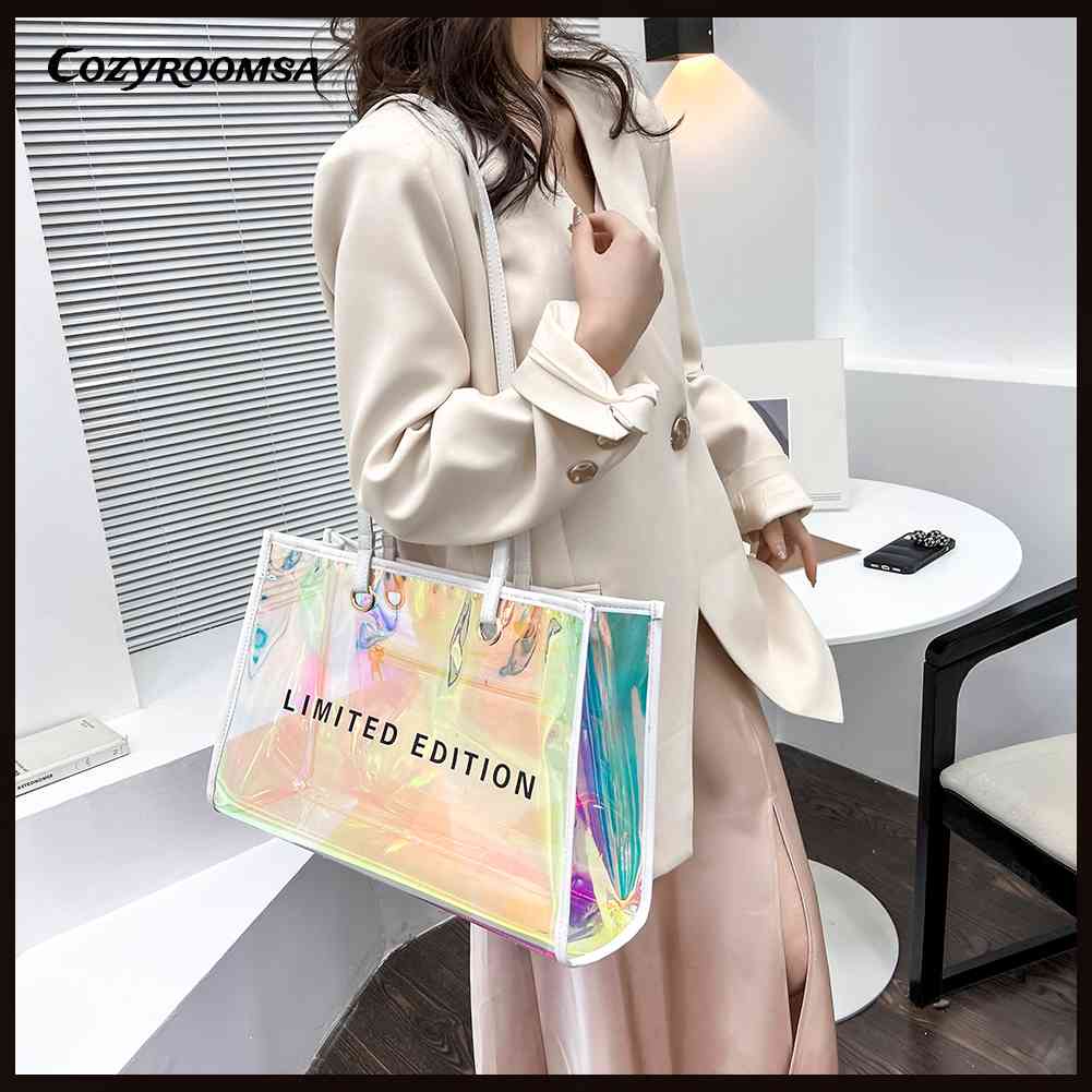Túi Tote Bằng PVC Trong Suốt Màu Laser Thời Trang Mùa Hè Cho Nữ