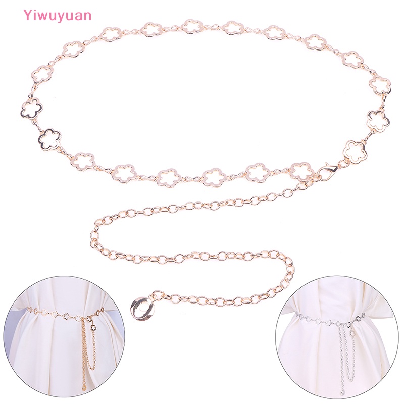 Thắt Lưng Dây Xích Bằng Kim Loại Hình Hoa Thời Trang Cho Nữ