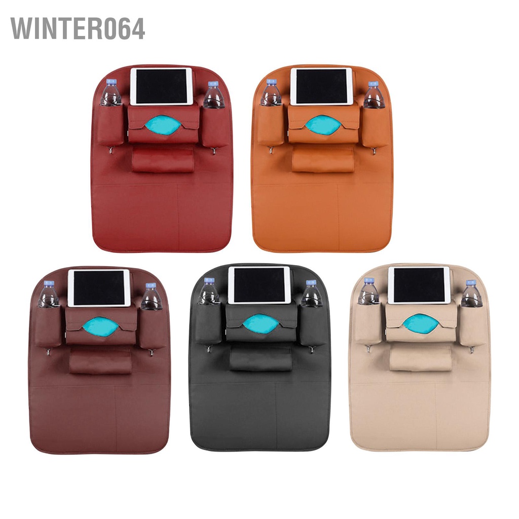Winter064 Ghế Xe Ô Tô Lưng Túi Nhiều Tiết Kiệm Không Gian Bảo Vệ Da PU Người Tổ Chức Cho Cốc Nước Sách Mô