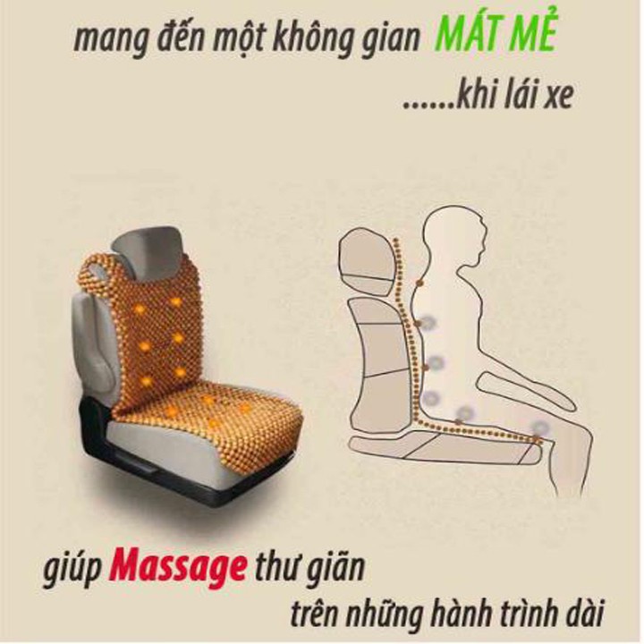 Lót Ghế Ô Tô Hạt Gỗ Thông Bền Đẹp, Hoạ Tiết Hạt Gỗ Đan Hoa Cao Cấp, Giúp Lưu Thông Mạnh Máu. Massage Cơ Thể