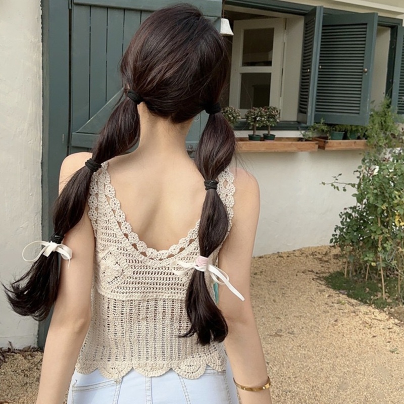 Áo Croptop Dệt Kim Cổ Tròn Phối Tua Rua Thời Trang Mùa Hè Quyến Rũ Cho Nữ