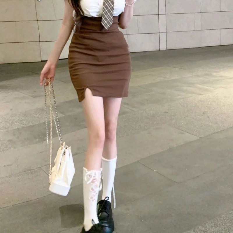 COZOK Đầm Ngắn Tay Dáng Ôm Thời Trang Xinh Xắn Cá Tính Cho Nữ