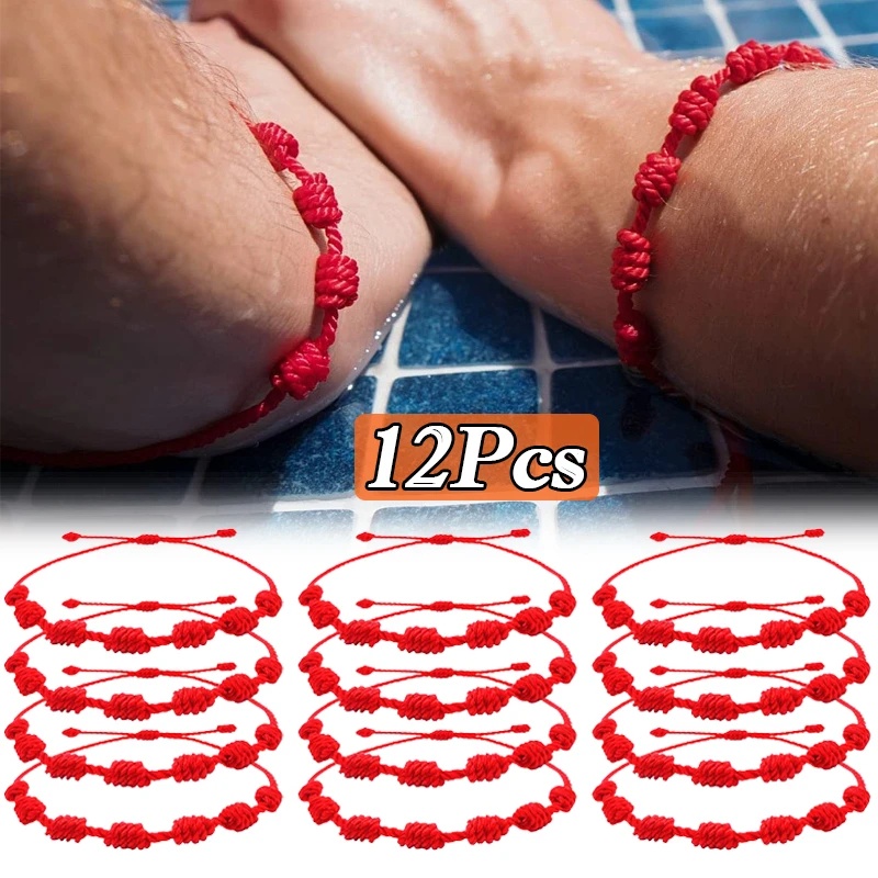 Set 12 Vòng Tay Dây Đỏ May Mắn 7 Sợi Cho Cặp Đôi