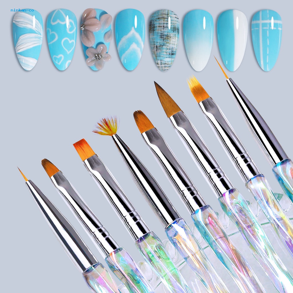 Set 8 Cọ Vẽ Móng Nghệ Thuật Mềm Mại Chuyên Nghiệp