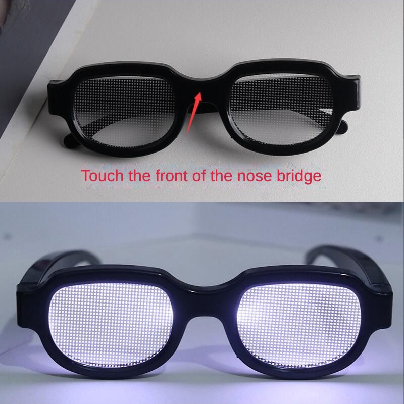 Kính Gắn Đèn Led Phát Sáng Phong Cách Công Nghệ Tik Tok Conan Vui Nhộn