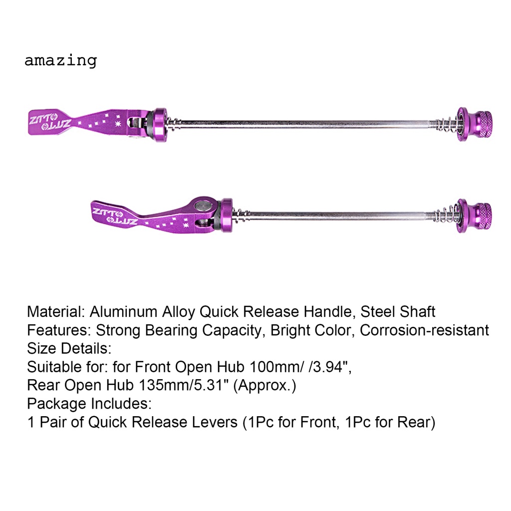 1 Cặp Trục Xe Đạp Tháo Lắp Nhanh Bằng Hợp Kim Nhôm Màu Sáng