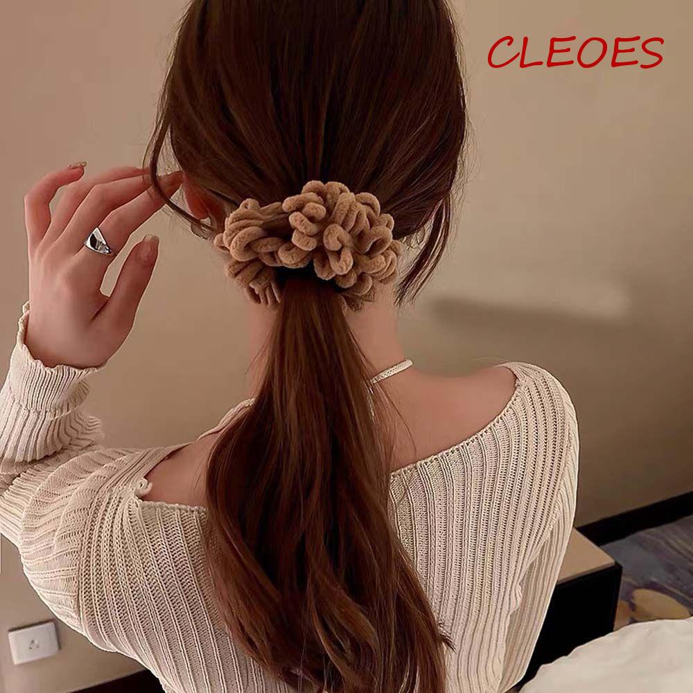 Dây Buộc Tóc Co Giãn Bằng Nhung Màu Trơn Họa Tiết Gấu Hoạt Hình Cho Nữ