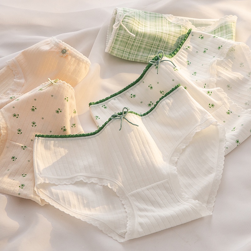 Quần Lót Cotton Thoáng Khí Họa Tiết Hoa Đơn Giản Chất Lượng Cao Cho Nữ