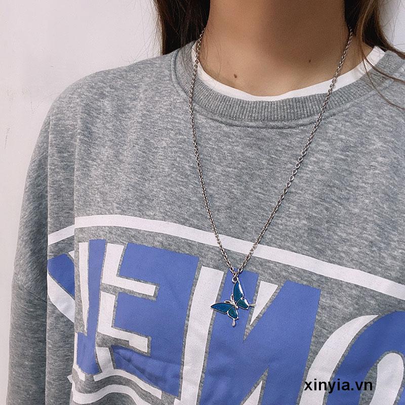 Vòng cổ Mặt Bướm Thay Đổi Màu Sắc Theo Phong Cách Retro Dành Cho Nữ