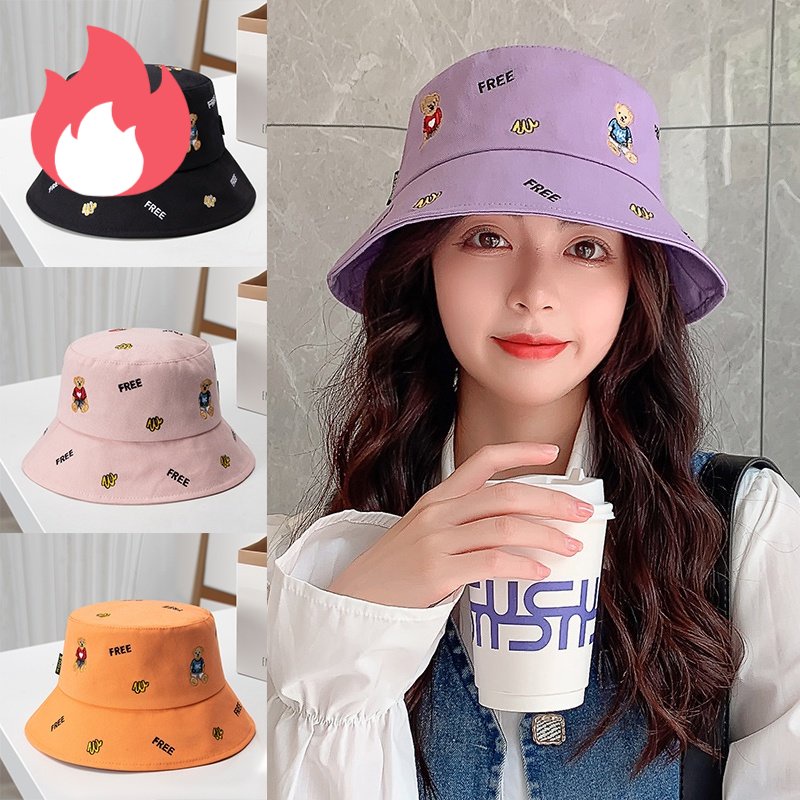 Nón Tai Bèo Chống Nắng Thêu Họa Tiết Hoạt Hình Dễ Thương Thời Trang Mùa Hè Cho Nữ