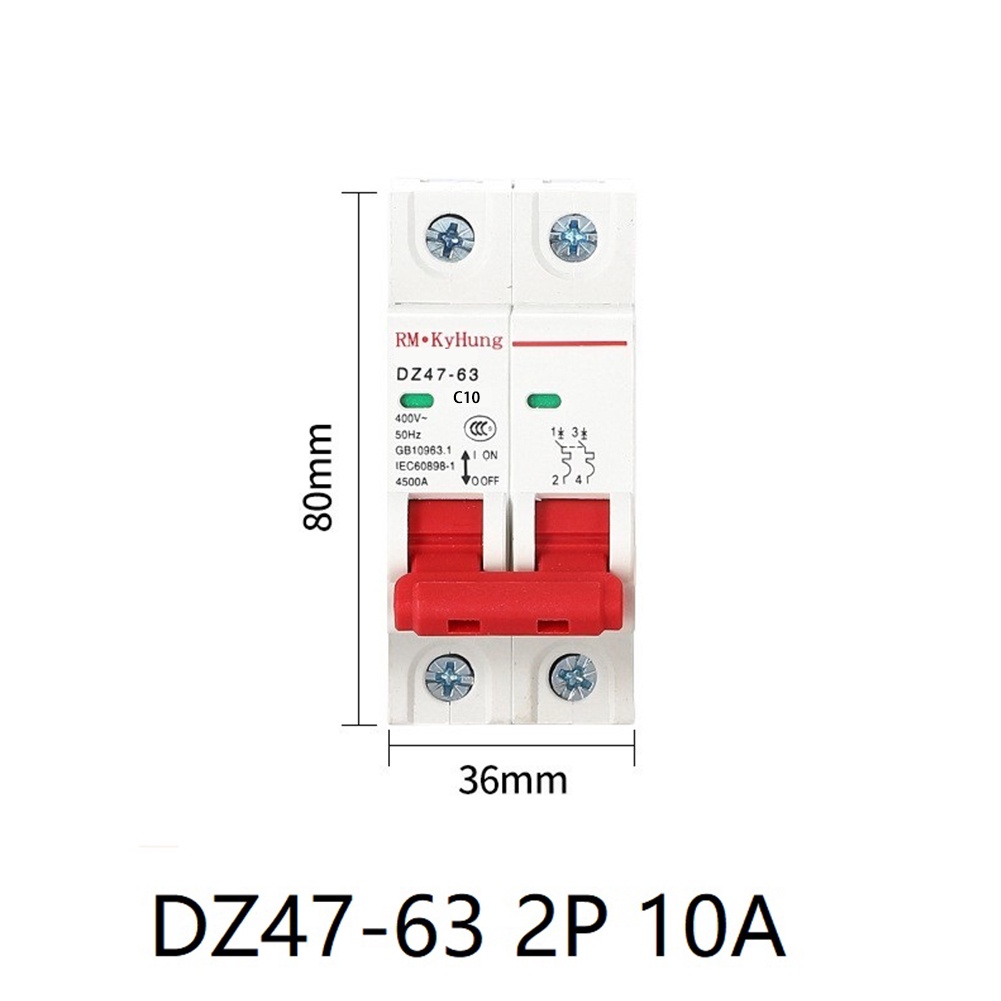 Cầu Dao Mini DZ47 2Pole 3A / 6A / 10A / 16A / 20A / 32A / 40A / 50A / 63A 400V