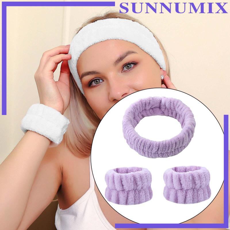 Set 1 Băng Đô Rửa Mặt / Cổ Tay / Băng Đô Bằng Sợi Microfiber Có Thể Tái Sử Dụng Cho Nữ / 2 Băng Đô