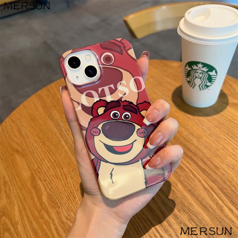 Ốp Điện Thoại Họa Tiết Gấu Và Dâu Tây Dễ Thương Cho Iphone 8p 11 13Promax14Pro 12 IE60