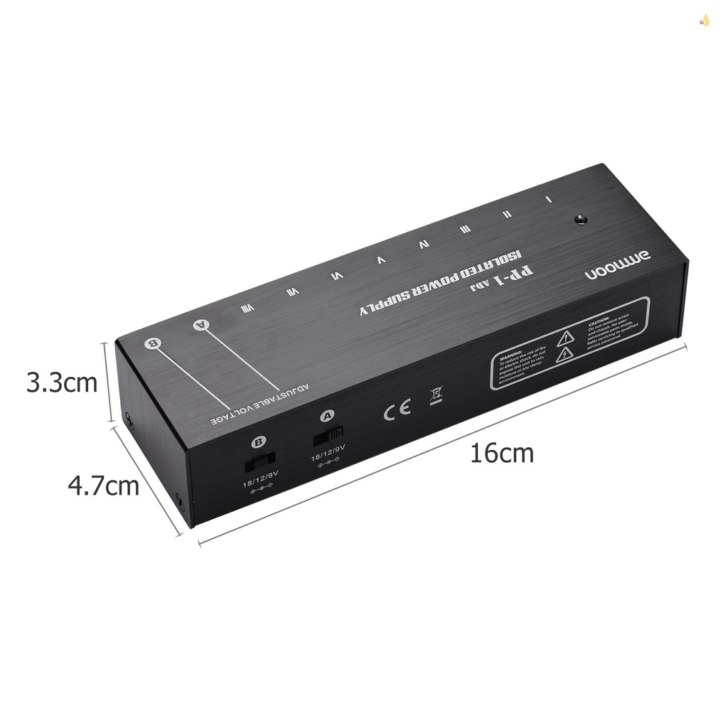 Bộ Phân Phối Hiệu Ứng Đàn Guitar ammoon PP-1 10 Đầu Ra DC 9V / 12V / 18V Vỏ Kim Loại