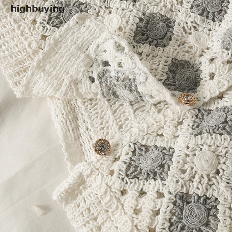 Áo Croptop Dệt Kim Không Tay Cổ Vuông Thêu Họa Tiết Vintage Cho Nữ