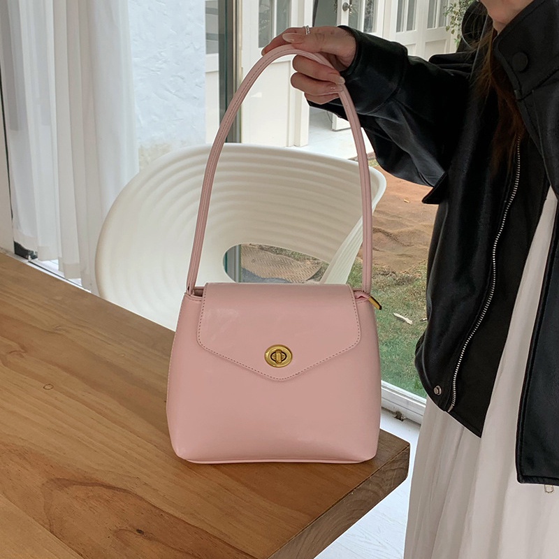 Ielgy Túi Xách bucket Đeo Cánh Tay Màu Hồng Ngọt Ngào Dễ Phối Đồ Phong Cách Hàn Quốc Cho Nữ