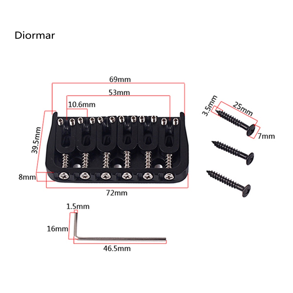 Cầu Đàn 6 Dây Di Động Bền Bỉ DIO GA890 6 Dây Màu Đen Cho Guitar Điện