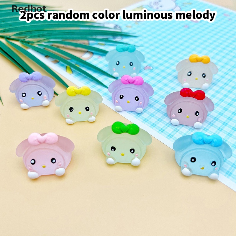 &lt; Redhot &gt; Bộ 2 Tượng Trang Trí Dạ Quang Mini Bằng Nhựa Resin Dễ Thương