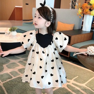  Hàng Có Sẵn Đầm Mùa Hè Tay Phồng Một Mảnh Trái Tim Phong Cách Phương Tây Dễ Thương Phong Cách Hàn Quốc Cho Bé Gái