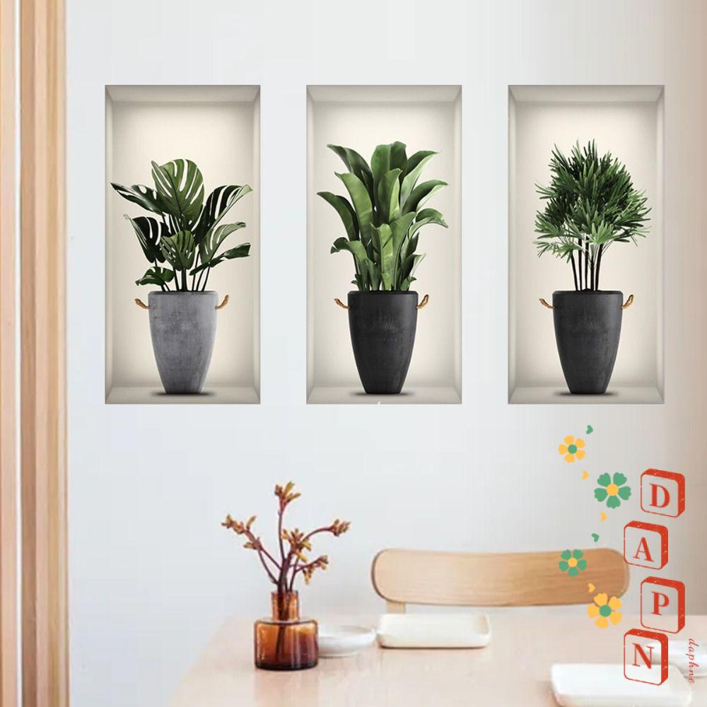 Miếng Dán Tường Bằng PVC Hình Chậu Cây Sáng Tạo Trang Trí Nhà Cửa