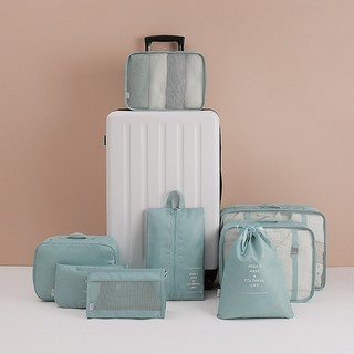 Set 8 túi đựng đồ du lịch khóa zip chống thấm nước tiện dụng