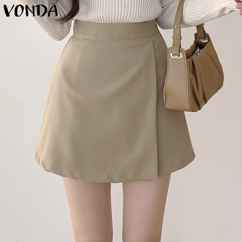 Chân Váy Chữ A Lưng Cao Màu Trơn Phong Cách Hàn Quốc Cho Nữ