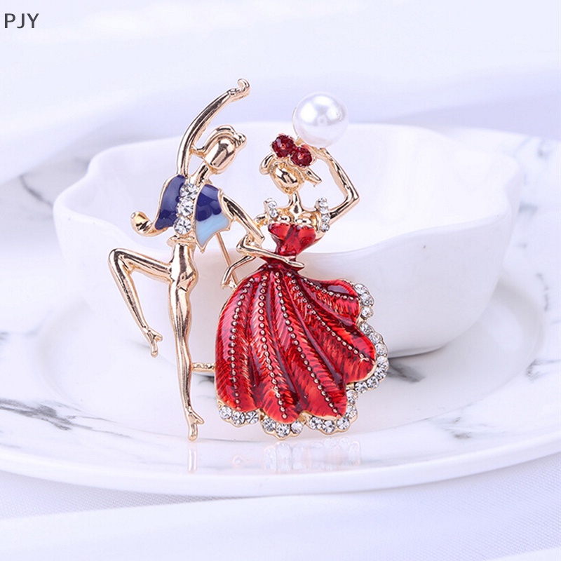 Ghim Cài Áo Hình Vũ Công Múa Ba Lê Đính Ngọc Trai Giả PJ