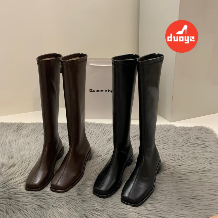 Đôi Giày Bốt Da PU Đế Thấp Lót Lông Cừu Dày Dặn Phối Khóa Kéo Thời Trang Thu Đông 2022 Cho Nữ (Hàng Có Sẵn) 3cm Gót Chân Mùa Đông Miễn Phí Vận Chuyển