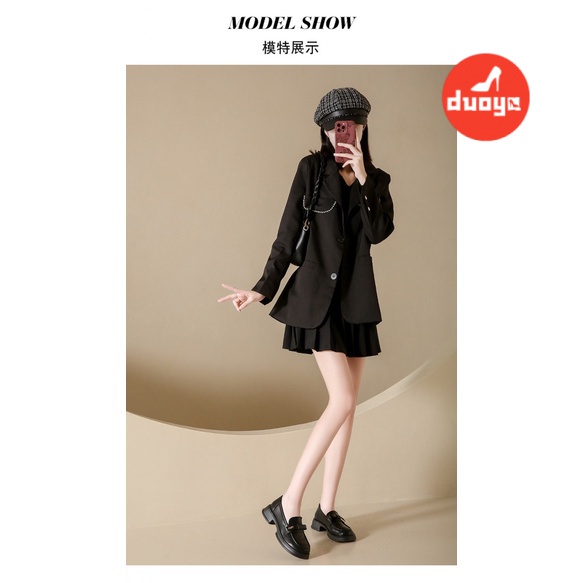 Duoya Tóc Thẳng ~ [Hàng Có Sẵn] Giày Lười Da Thắt Nơ Phong Cách Anh Quốc Cho Nữ Miễn Phí Vận Chuyển