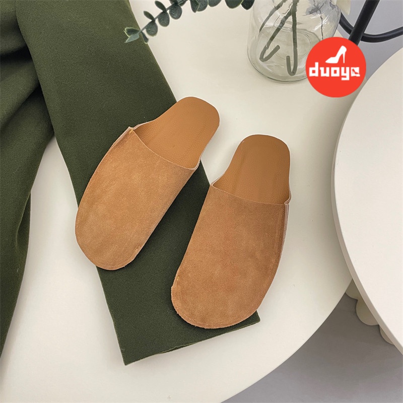 Duoya Dép Suông Thẳng ~ [Hàng Có Sẵn] Dép Da Thật Mềm Mại Mang Ngoài Trời Mùa Xuân Hè Cho Nữ Miễn Phí Vận Chuyển