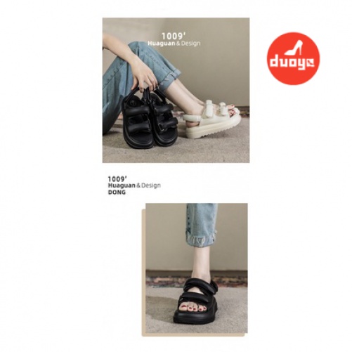 Duoya Tóc Thẳng ~ [Hàng Có Sẵn] Sandal Roman Khóa Dán Siêu Dày Mặc Ngoài Trời Nhỏ Bán Chạy Cho Nữ
