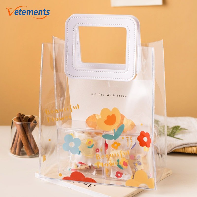 Túi Xách PVC Trong Suốt Chống Thấm Nước Có Tay Cầm Nhiều Màu Sắc