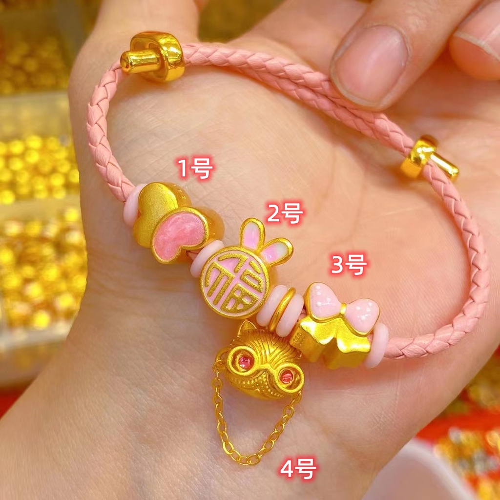 Hạt Tách Vòng Tay Hạt Màu Vàng Cát Vàng Hồng Bướm May Mắn Lỗ Lớn Không Gây Dị Ứng diy Phong Cách Trung Hoa Cổ Điển Bảo Quản Vàng Cát Dệt Bằng Tay Không Gây Dị Ứng Vòng Đeo Tay Dây Thừng Màu Đỏ Sắc Đa Dạng