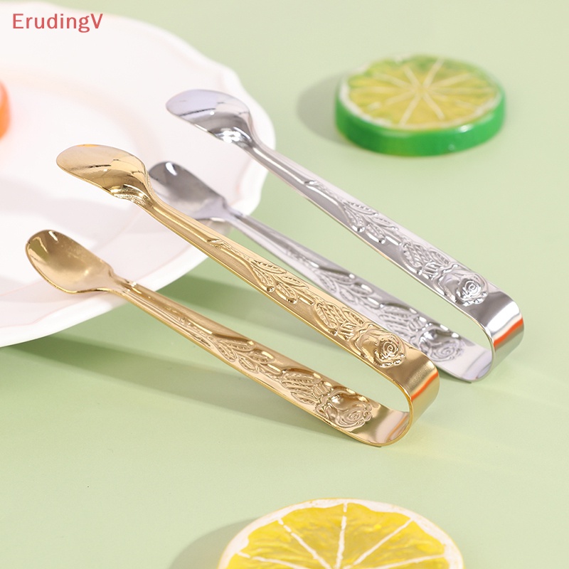 Kẹp Gắp Đường Viên Bằng Thép Không Gỉ Có Tay Cầm Hình Hoa Hồng