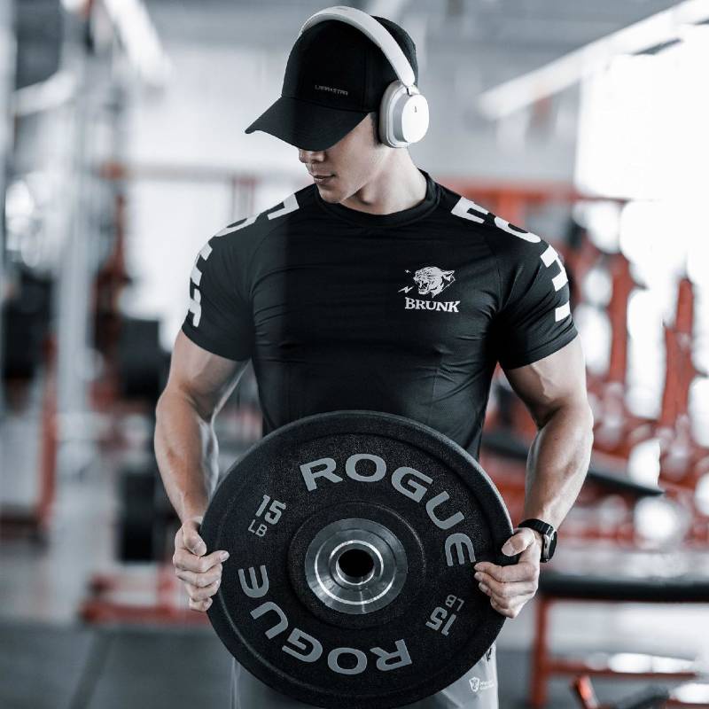 Sports Short-Sleeved Men's T-shirt Workout Clothes Tight Quick-Drying Breathable Elastic Ice-Feeling Muscle Training Iron Dog Brother Fashion X9Qt