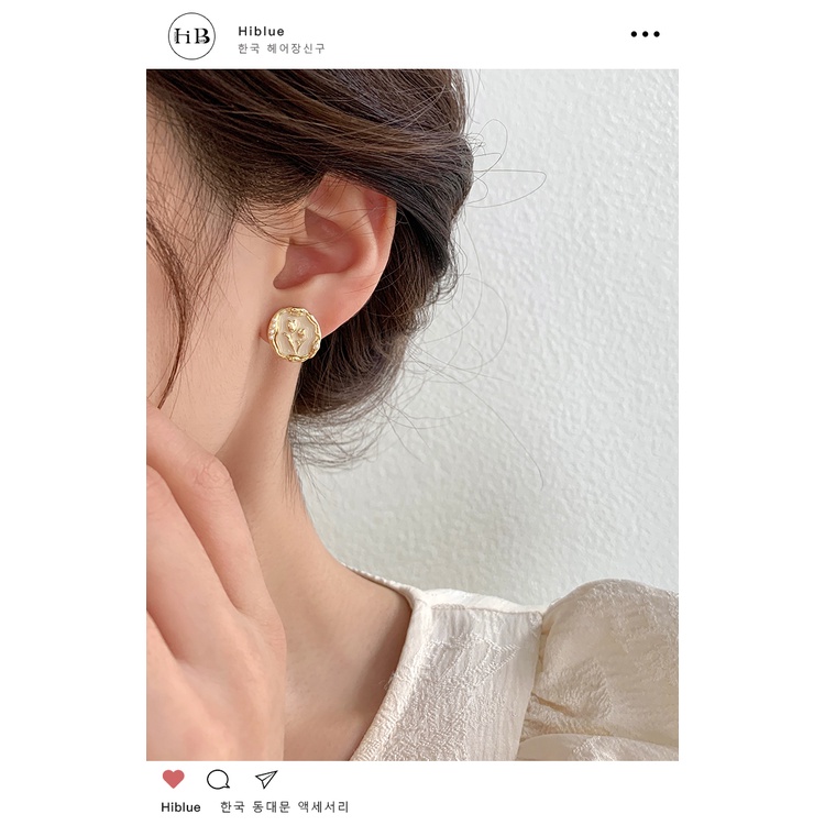 Bông Tai Hình Hoa Tulip Đính Ngọc Trai Nhân Tạo Sang Trọng Thời Trang Cho Nữ