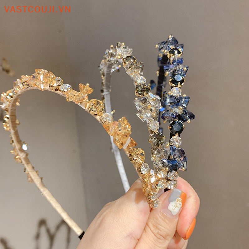 Băng Đô Hoa Đính Đá Thủy Tinh Phong Cách Bohemian Cho Nữ