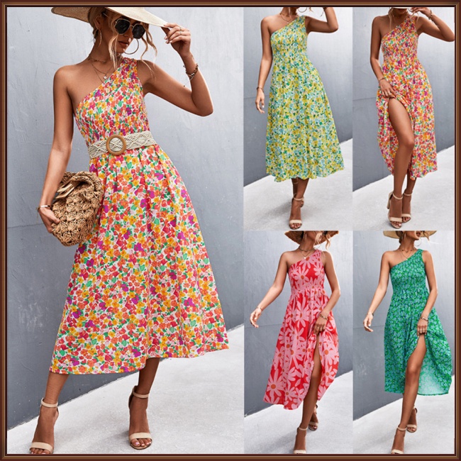 Đầm Không Tay Hở Vai In Hoa Thoáng Khí Thời Trang Mùa Hè Dành Cho Nữ