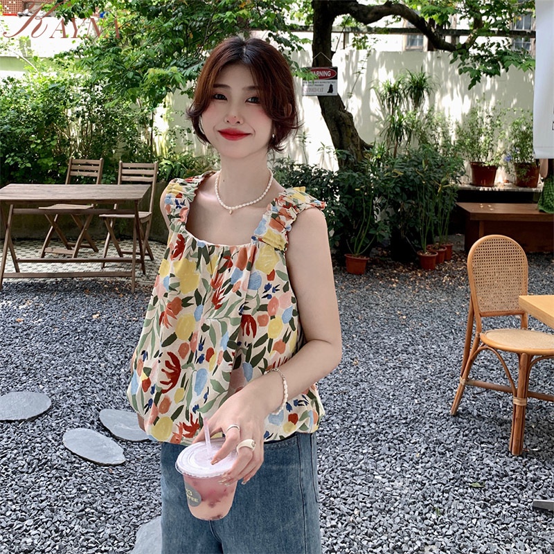 Áo Hai Dây Dáng Ngắn In Hoa Thời Trang Cho Nữ