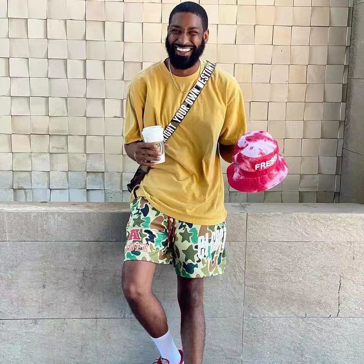 Quần Short Thể Thao Họa Tiết Rằn Ri Phong Cách Đường Phố Mỹ