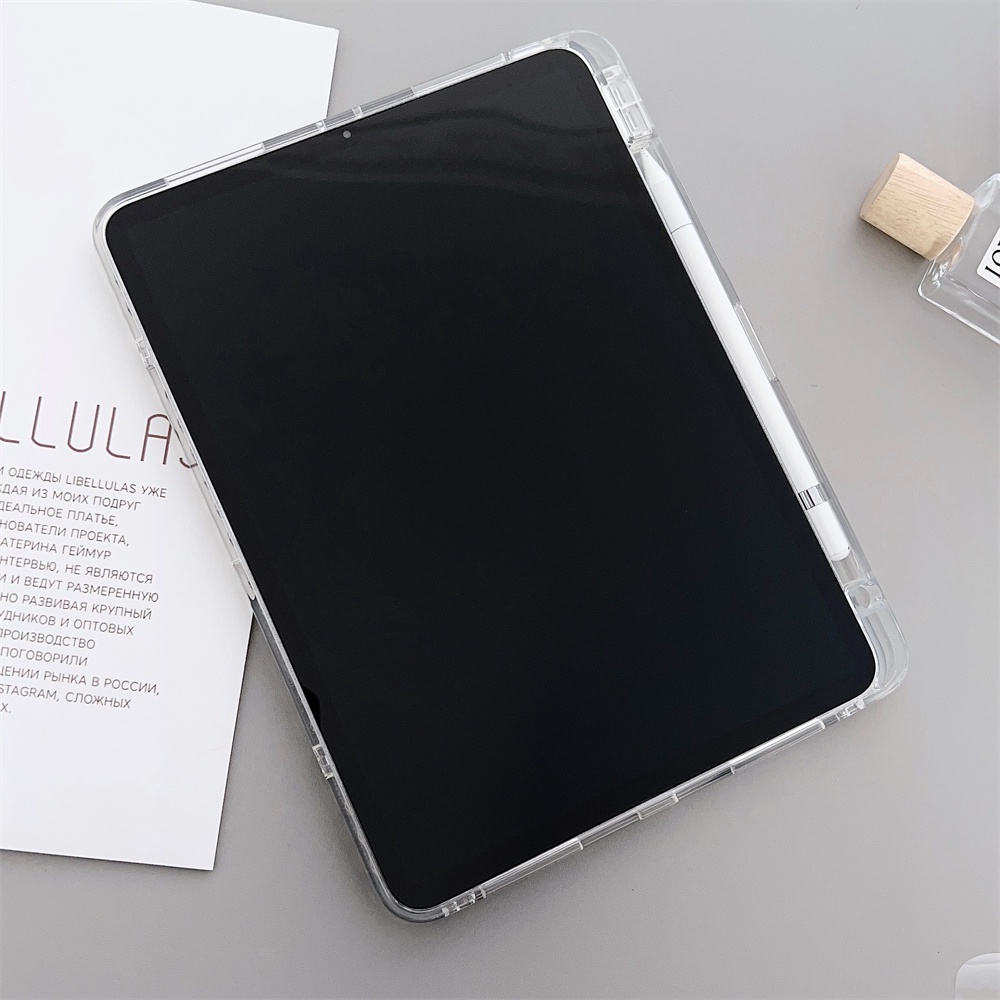 Ốp Máy Tính Bảng Bằng PC Trong Suốt Có Ngăn Đựng Bút Cho iPad 9th 10th Gen9 10.2 Air 5 4 3 2 7th 8th Pro 11 M2 12.9 10.5