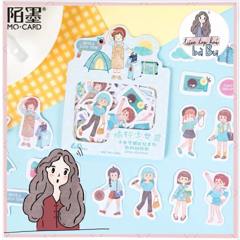 Set 40/50 stickers bé gái dễ thương