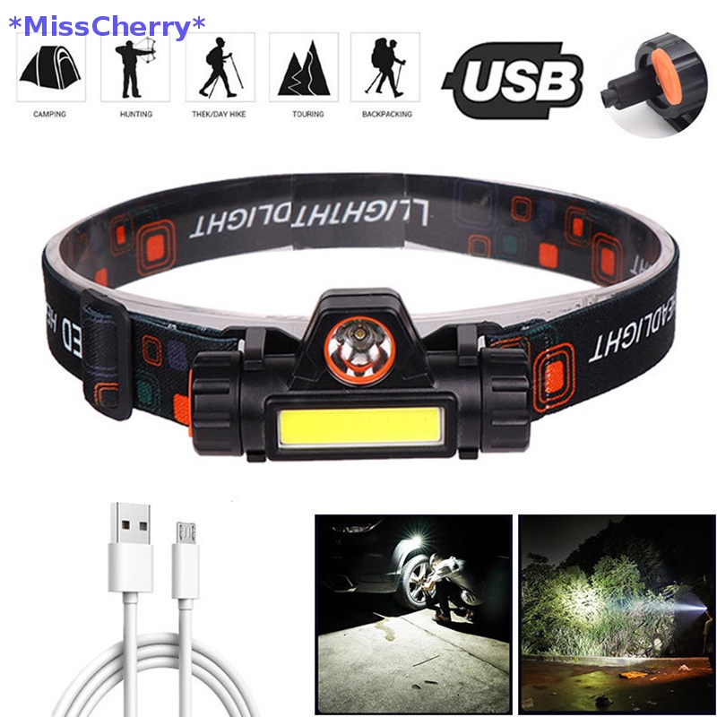 Đèn Pha LED XPE + COB USB Mini Đeo Đầu Chống Thấm Nước Có Thể Sạc Lại Mới