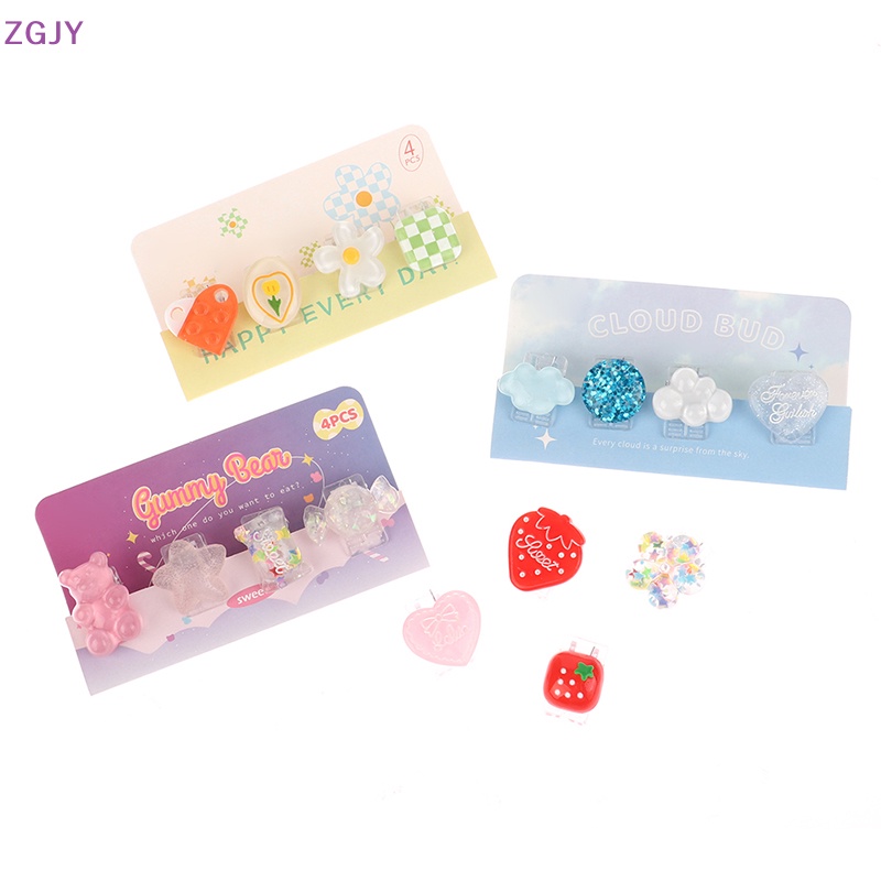 Set 4 Kẹp Tài Liệu Bằng Nhựa Họa Tiết Hoạt Hình Dễ Thương Mới