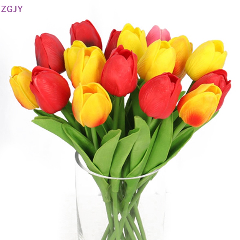Set 5 / 10 Hoa Tulip Nhân Tạo Bằng PU Màu Sắc Ngẫu Nhiên Trang Trí Nhà Cửa / Tiệc Cưới DIY Mới