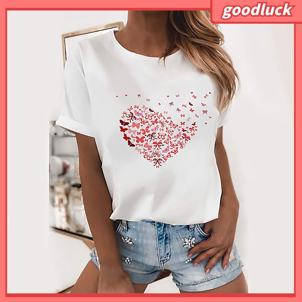 Áo Thun Cổ Tròn In Hình Bướm Trọng Lượng Nhẹ Thời Trang Thường Ngày Cho Cặp Đôi